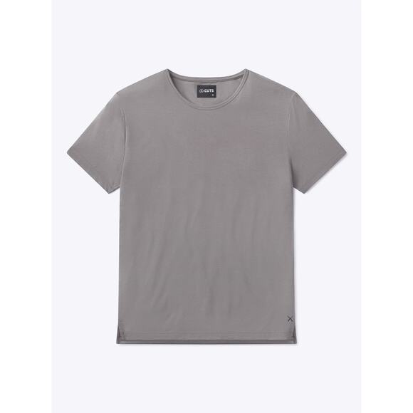 AO Cuts Clothing Grey Brown Split-Hem Crewneck Basic Tee - Wolf - Large - Picture 2 of 9